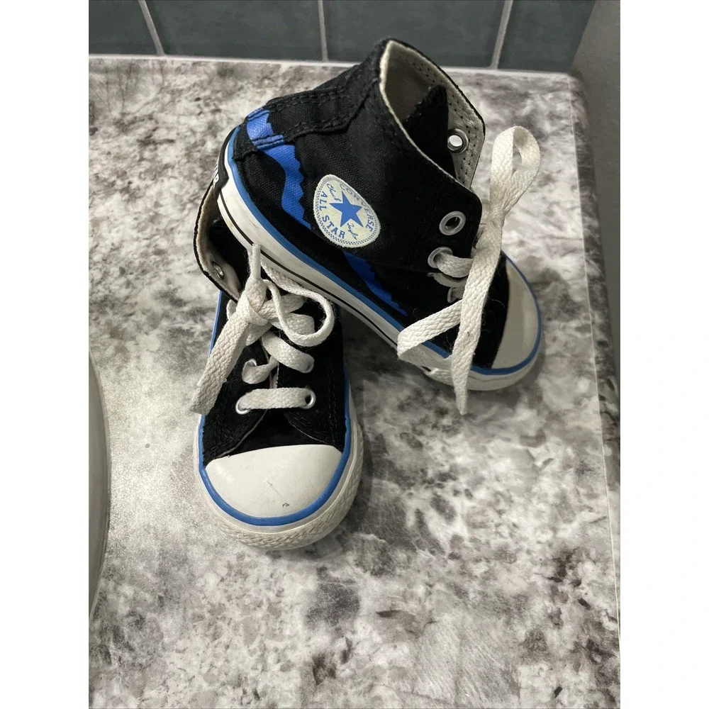 Converse‎ All Star Infant High Top Size 6 Black/Blue Tennis Shoes Chuck Taylor